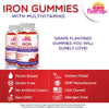 Iron Gummies Plus Multivitamin with Iron: Vitamin C, Zinc, B Complex, and Biotin. Iron Gummies for Women, Iron for Kids and Men. Anemia Supplement for Fatigue, Prenatal Pregnancy- Vegan, Kosher- 60 Ct