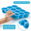 Samuelworld Baby Food Storage Container, 12 Portions x 2.5oz - BPA Free Silicone Freezer Tray with Clip-On Lid for Breast Milk Storage, Homemade Baby Food, Vegetable & Fruit Purees - Blue