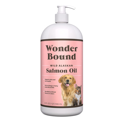 Amazon Brand - Wonder Bound Wild Alaskan Salmon Oil for Dog, Cat, 32 Fl Oz