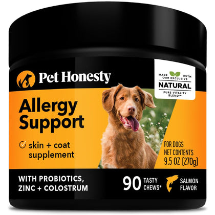 Pet Honesty Dog Allergy Relief Immunity - Chews, Probiotics for Dogs, Seasonal Allergies, Skin and Coat Supplement, Itch Support Supplement (Salmon)
