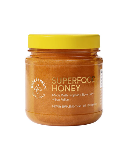 Superfood Honey by Beekeeper's Naturals - Bee Pollen, Royal Jelly, Propolis, Honey - Natural Energy, Immune Support, Mental Clarity, Athletic Performance (4.4 oz)