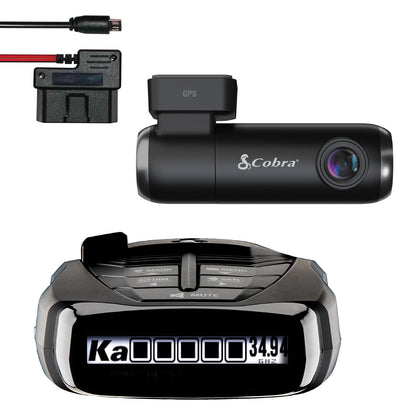 Cobra RAD 480i Laser Radar Detector & SC100 Smart Dash Cam + 2.5A OBD Port to Micro USB Hardwire Kit: Long Range Front and Rear Detection, DSP, Full HD 1080P Resolution, Built-in WiFi & GPS