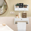 Y&ME YM Bathroom Shelf with Drawers Set of 2, Floating Nightstands for Bedroom, Wall Drawer and Towel Rack Mounted, Bathroom, Living Room, Kitchen (White)