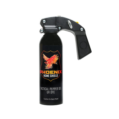 Phoenix Home Shield - Home Defense Unit - Pepper Gel with UV Dye - Full Grip, Pull Pin, Gel is Safe & amp Maximum Strength, Maximum Distance + Maximum Bursts = Maximum Safety, 25 Foot Range