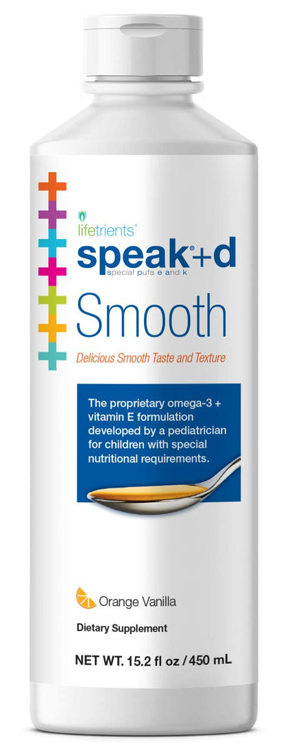 Lifetrients - Speak+D Smooth - Orange Vanilla - 15.2 oz - Pediatrician Formulated to Support Children with Special Nutritional Requirements - Enhanced with Omega-3 & Vitamins Es, K's & D