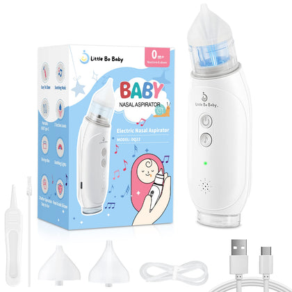 Little Bo Baby Nasal Aspirator for Baby, Electric Nose Aspirator for Toddler with Music & Light Soothing Baby Nose Sucker, Food-Grade Silicone Nozzles