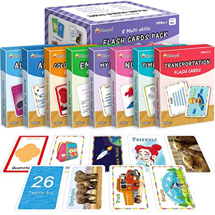 Sight Words Flash Cards with Pictures, Motions&Sentences, 208 CVC Dolch Sight Words, Learn to Read, Phonics Learning for Preschool, Kindergarten, Homeschool
