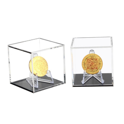 Kcgani Acrylic Coins Trophy Medal Display Case Box with Mini Acrylic Easel Display Stands, Acrylic Multiple Rings Storage Case for Championship Rings Challenge Coins Fossils Rocks Stones Chips