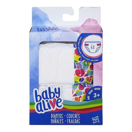 Baby Alive Diapers Pack, 6 Count, Includes Spare Diapers for Baby Alive Dolls