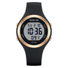 GOLDEN HOUR Waterproof Sport Women's Digital Chronograph Silicone Strap Watch in Black