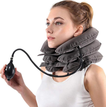 S Cervical Neck Traction Device for Instant Neck Pain Relief - Inflatable & Adjustable Neck Stretcher Neck Support Brace, Neck Traction Pillow for Home Use Neck Decompression