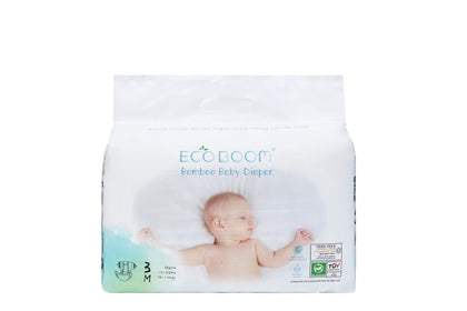ECO BOOM Bamboo Viscose Baby Diapers 100% Natural Diaper Infant Anti Leak System Eco-Friendly Disposable Diapers Size 3 (13-22lb) Soft Sensitive for Diaper 32 Count