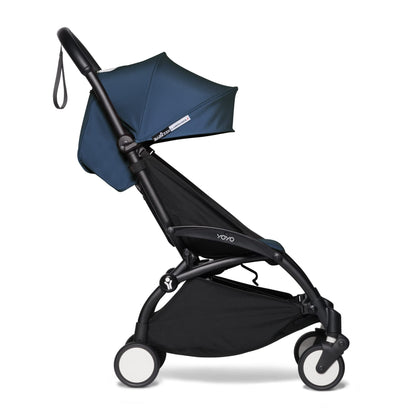 BABYZEN YOYO2 Stroller - Lightweight & Compact - Includes Black Frame, Air France Blue Seat Cushion + Matching Canopy - Suitable for Children Up to 48.5 Lbs
