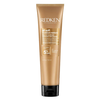 REDKEN All Soft Moisture Restore Leave-In Treatment Hyaluronic Acid Primer for Dry and Brittle Hair Humidity, Heat Frizz Protection For Smooth 5.1 Fl Oz
