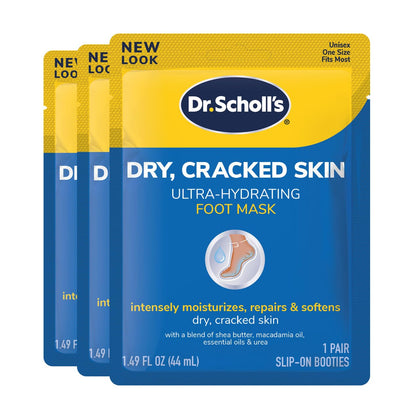 Dr. Scholl's Dry, Cracked Skin Ultra-Hydrating Foot Mask, Intensely Moisturizes Repairs and Softens Rough Dry Skin with Urea, 1 Pair