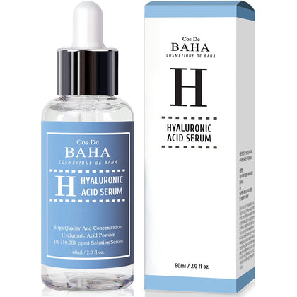 Pure Hyaluronic Acid 1% Powder Serum for Face 10,000ppm - Fine Line + Intense Hydration + facial moisturizer + Visibly Plumped Skin + Prevent Bladder Pain 2 Fl Oz