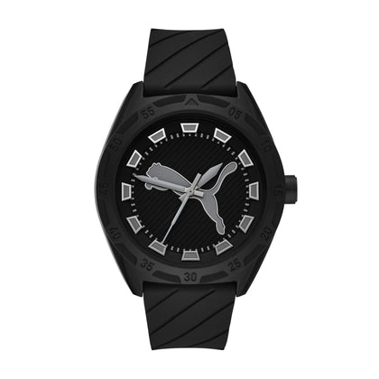 PUMA Men's Street Quartz Watch with Silicone Strap, Black, 24 (Model: P5088)