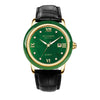 Aivasee Luxury Green Jade Watch for Men with Japanese Quartz Movement, Leather Strap Mens Analog Waterproof Wrist Watch (AH5002G)