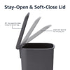 Amazon Basics Compact Bathroom Plastic Rectangular Trash Can with Steel Pedal Step, Black, 6 Liters