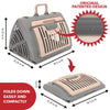 SportPet Designs Foldable Travel Cat Carrier - Front Door Plastic Collapsible Carrier Collection, Waterproof Bed