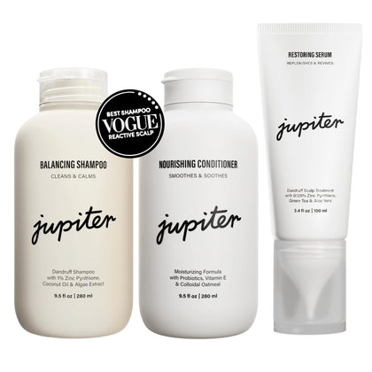 Advanced Jupiter Anti Dandruff Shampoo, Conditioner & Serum Set - Physician-Formulated For Dry, Itchy, Oily, Flaky Scalp Treatment - Color Safe Dry Scalp, Sulfate Free Shampoo and Conditioner