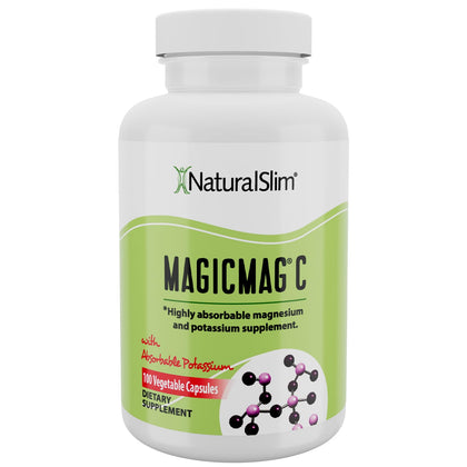 NaturalSlim MagicMag C Magnesium Citrate Capsules - Magnesium Supplement with Natural Potassium | Sleep Support, Heart Health, and Muscle Cramp Relief | Gluten-Free, 100 Capsules (1 Pack)