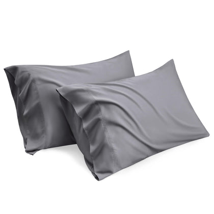 Bedsure Pillow Cases Queen Size Set of 2, Rayon Derived from Bamboo Cooling Pillowcase, Soft & Breathable Pillow Covers with Envelope Closure for Kids, Gifts for Men or Women, Dark Grey, 20x30 Inches