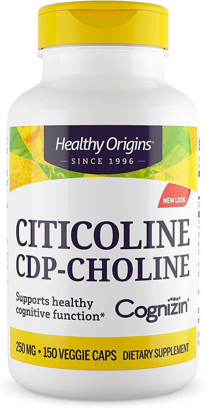 Healthy Origins Cognizin (Citicoline), 250 mg - Brain Supplement for Memory with Citicoline CDP Choline - Non-GMO, Vegan & Gluten-Free Supplement - 150 Veggie Capsules