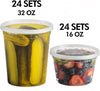 JoyServe Deli Food Containers with 54 Lids - (48 Sets) 24-32 Oz Quart Size & 24-16 Oz Pint Size For Airtight Takeout Meal Prep Storage, BPA-Free, Dishwasher, Microwave Safe