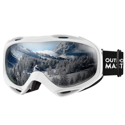 OutdoorMaster OTG Ski Goggles - Over Glasses Ski/Snowboard Goggles for Men, Women & Youth - 100% UV Protection (Stripe Frame + VLT 11.7% Grey Lens)