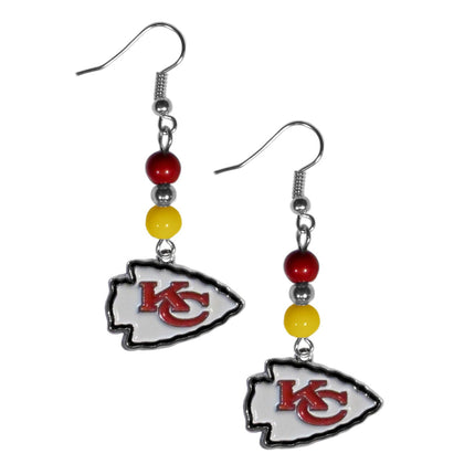 NFL Siskiyou Sports Womens Kansas City Chiefs Fan Bead Dangle Earrings One Size - Team Color