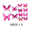 60PCS Butterfly Wall Decals - 3D Butterflies Decor for Wall Removable Mural Stickers Home Decoration Kids Room Bedroom Decor (Pink)