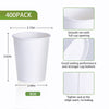 LITOPAK 400 Pack 8 oz Disposable Paper Coffee Cup, Hot/Cold Beverage Drinking Cups for Water, White, Suitable for Party, Picnic, Travel, and Events.