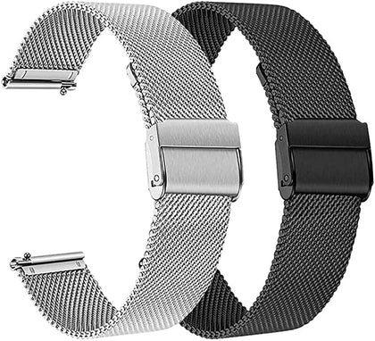 Slim Mesh Stainless Steel Quick Release Compatible with TOOBUR IDW17 Smartwatch, Replacement Wristband Sports Straps Bracelet Adjustable Watch Band Women Men Strap with Quick Release Pins