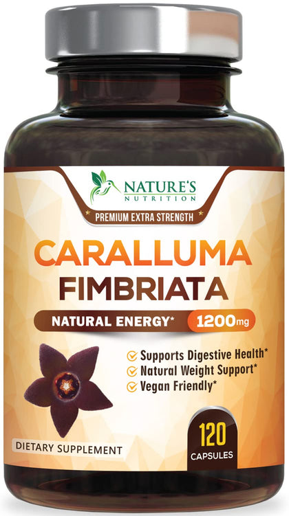 Pure Caralluma Fimbriata Extract Highly Concentrated 1200mg - Natural Endurance Support, Best Vegan Supplement for Men & Women, Non-GMO - 120 Capsules