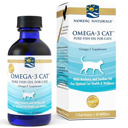 Nordic Naturals Omega-3 Cat, Unflavored - 2 oz - 304 mg Omega-3 Per One mL - Fish Oil for Cats with EPA & DHA - Promotes Heart, Skin, Coat, Joint, & Immune Health - Non-GMO