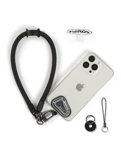 project-cb Hand Wrist Phone Strap,Phone Lanyard Patch ×2,Cell Phone Case Holder,Wristlet Strap for Key,AirPods,Camera (Black, 12inch)