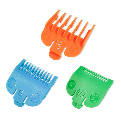 3 Color Coded Hair Clipper Guard Combs - Fits Most Wahl Clippers - Lengths: 1/16, 1/8, and 3/16 Inch