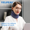 Velpeau Neck Brace -Foam Cervical Collar - Soft Neck Support Relieves Pain & Pressure in Spine - Wraps Aligns Stabilizes Vertebrae - Can Be Used During Sleep (Comfort, Blue, Medium, 4?)