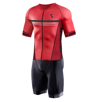 Synergy Cycling Skinsuit - Men's Pro Short Sleeve Tri Suit (Cardinal, Large)