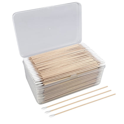 500 PCS 6 Inch Long Cotton Swabs With Reusable Box - 100% Natural Eco-friendly Cotton Swabs With Wooden Sticks - Non Sterile Cotton Tipped Applicators For Ear & Gun Cleaning, Makeup Remover
