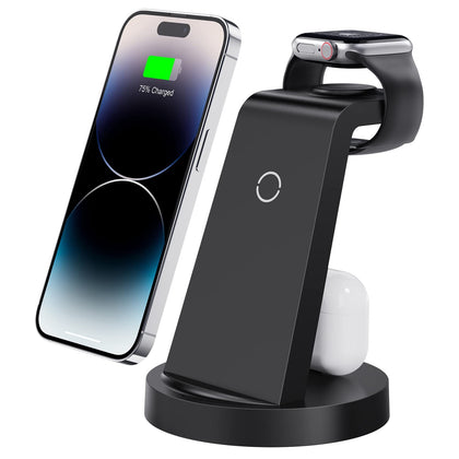 3 in 1 Charging Station for iPhone, Wireless Charger for iPhone 15 14 13 12 11 X Pro Max & Apple Watch - Charging Stand Dock for AirPods 3/2/1/Pro