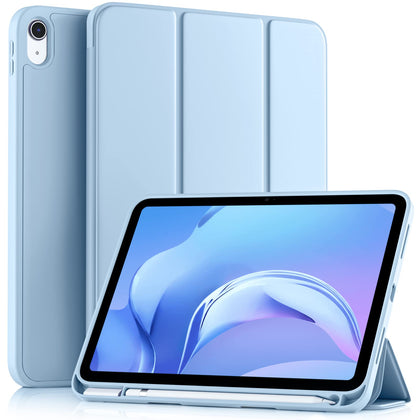 Akkerds Compatible with iPad 10th Generation Case 10.9 Inch 2022 with Pencil Holder, Slim Trifold Stand Protective Cover with Soft TPU Back for iPad Case 10th Generation, Auto Sleep/Wake, Sky Blue