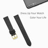 WOCCI 8mm Lug Width, Elegant Watch Band, Genuine Leather Replacement Strap with Gold Buckle (Black)