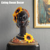 African Art Bust Statue, Home Decor African Sunflower Girl Figurines, Home Decor Resin Black African American Bust Sculpture, Suitable For Living Room, Room, Desktop, Bookcase, Wooden Shelf Decor