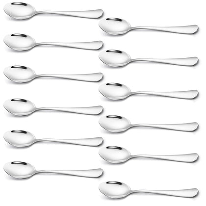 Teaspoons set of 12, 6.7 Inches Spoons Silverware Premium Food Grade Stainless Steel, Silver Briout