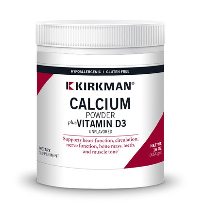 Kirkman - Purest Calcium with Vitamin D-3 -- 454 gm- 16 oz Powder - Unflavored - Hypoallergenic -- Minerals -- Gluten & Casein Free -- Tested for More Than 950 Environmental Contaminants