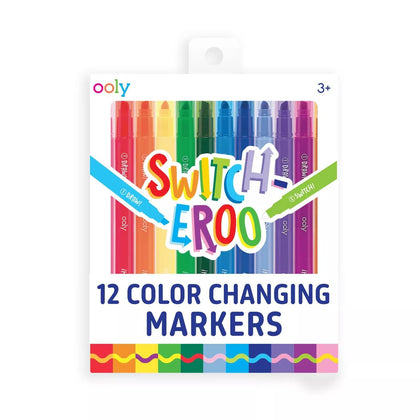 Ooly 12 Pack Switch-eroo Double Sided Color Changing Markers in Vibrant Colors, Color Changeable Markers are Cool Back to School Supplies for Art Projects, Colored Markers for Kids [12 Pack]