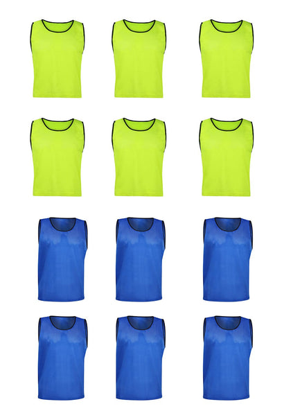 Figure Out Sports Scrimmage Team Practice Nylon Mesh Vests Pinnies Jerseys Adult Soccer, Volleyball, Basketball, Football (12 Jerseys) (Adult)