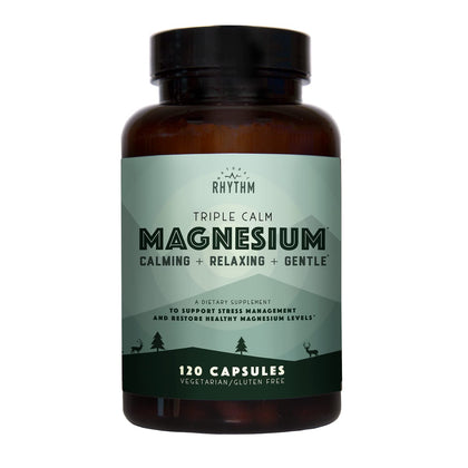 Natural Rhythm Triple Calm Magnesium 150 mg - 120 Capsules - Magnesium Complex Compound Supplement with Magnesium Glycinate, Malate, and Taurate. Calming Blend for Promoting Rest and Relaxation.